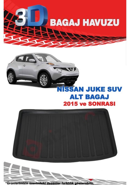 Nissan Juke Suv Alt Zemin 2015 ve Sonrası 3D Bagaj Havuzu