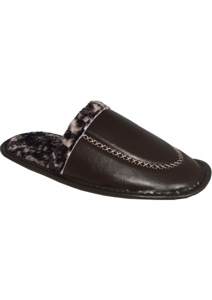 HLM01 Deri Erkek Kışlık Ev İçi Terliği Kışlık Ev Terliği