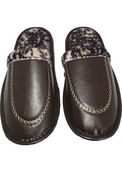 HLM01 Deri Erkek Kışlık Ev İçi Terliği Kışlık Ev Terliği modelleri