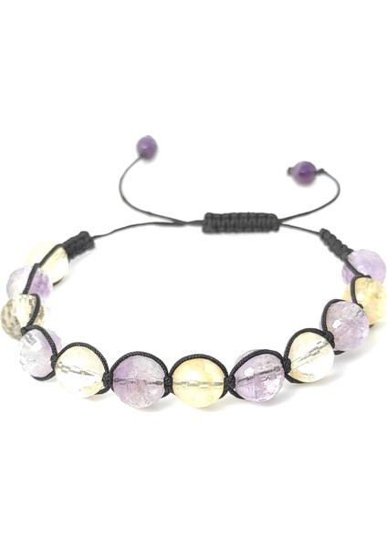 Ametrin Sitrin Örme Bileklik 8 mm