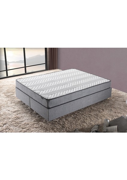 Niron Silver Yatak Baza Başlık Seti 90X190 Tek Kişilik Yatak Gri Keten Baza ve Başlık