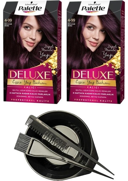 Deluxe Set Saç Boyası 4-99 Patlıcan Moru X2+ Saç Boyama Seti