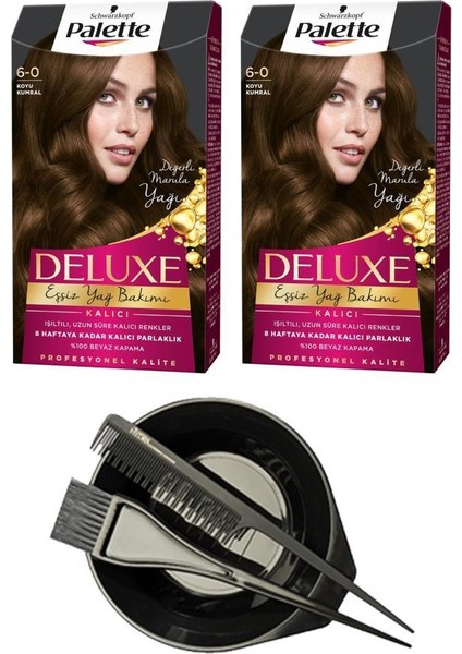 Deluxe Set Saç Boyası 6-0 Koyu Kumral X2+ Saç Boyama Seti