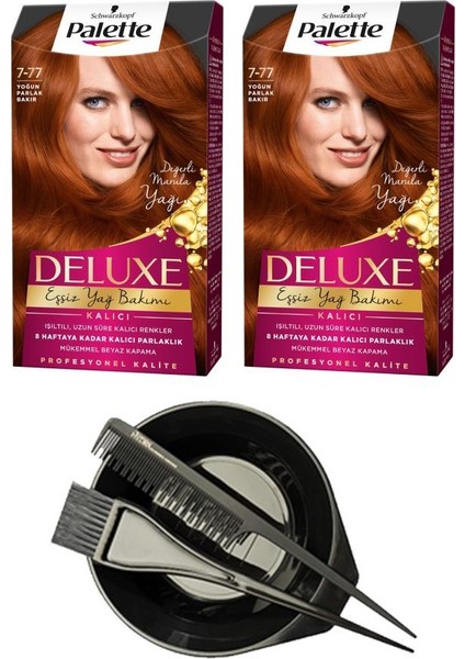Deluxe Set Saç Boyası 7-77 Yoğun Bakır X2+ Saç Boyama Seti