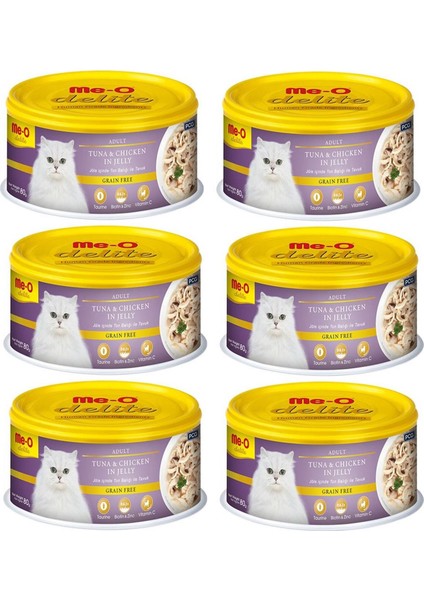 Jöleli Ton Balıklı Tavuklu Yetişkin Kedi Konservesi 80 gr x 6