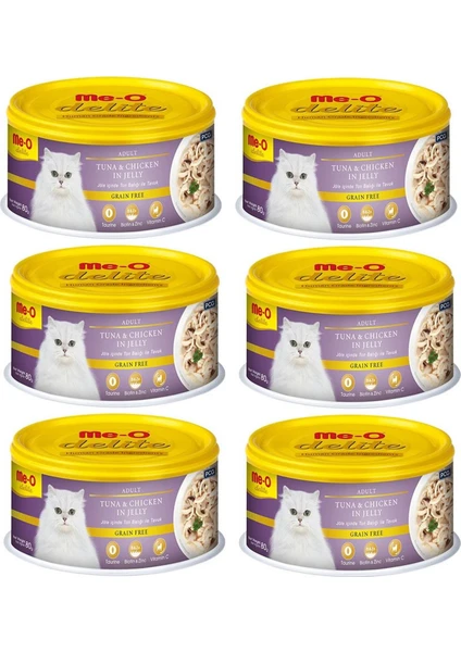 Jöleli Ton Balıklı Tavuklu Yetişkin Kedi Konservesi 80 gr x 6