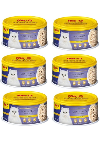 Me-O Ton Balıklı Soslu Tahılsız Kedi Konserve Maması 80 gr x 6 Adet