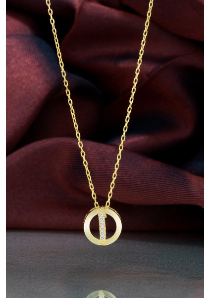 Gümüş Swarovski Taşlı Elif Temalı Altın Kaplama Kadın Kolye