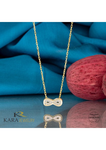 Gümüş Swarovski Taşlı Sonsuzluk Temalı Altın Kaplama Kadın Kolye fiyatları