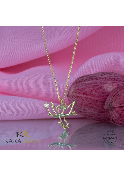 Gümüş Swarovski Taşlı Peri Temalı Altın Kaplama Kadın Kolye fiyatları