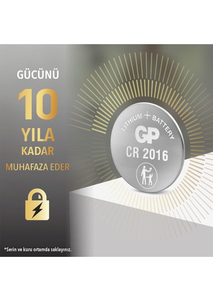 5'li CR2016 3V Lityum Düğme Pil  (GPCR2016-C5)