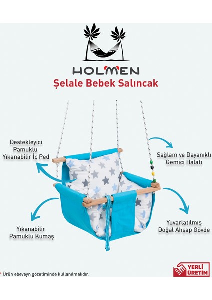 Şelale Salıncak Tavana Asılabilen Sallanır Salıncak Gri