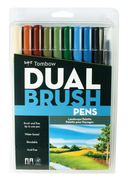 Dual Brush Pen Fırça Uçlu Kalem Seti 10 Renk Set Landscape