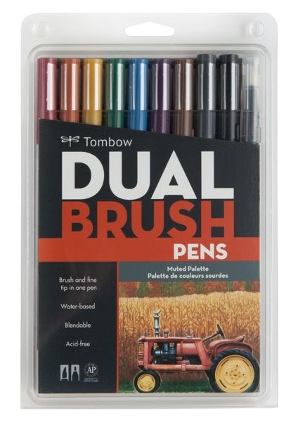 Dual Brush Pen Fırça Uçlu Kalem Seti 10 Renk Set Muted