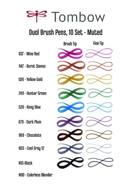 Dual Brush Pen Fırça Uçlu Kalem Seti 10 Renk Set Muted fırsatları
