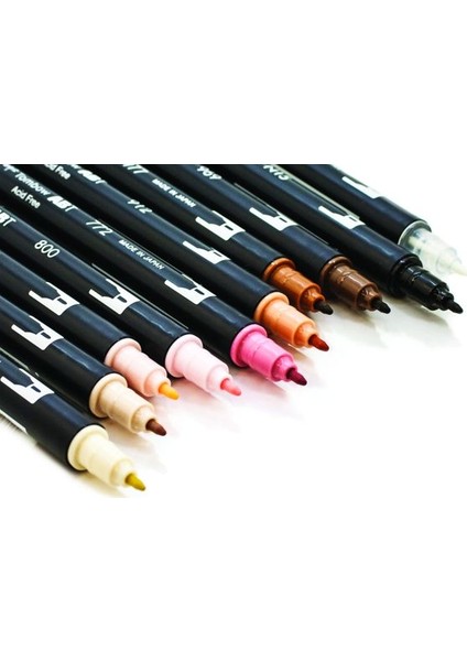 Dual Brush Pen Fırça Uçlu Kalem Seti 10 Renk Set Portraıt modelleri