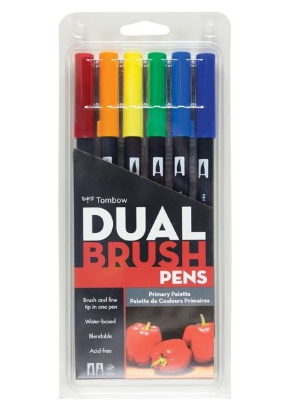 Dual Brush Pen Fırça Uçlu Kalem Seti 6 Renk Set Prımary