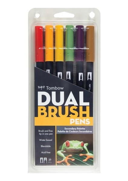 Dual Brush Pen Fırça Uçlu Kalem Seti 6 Renk Set Secondary
