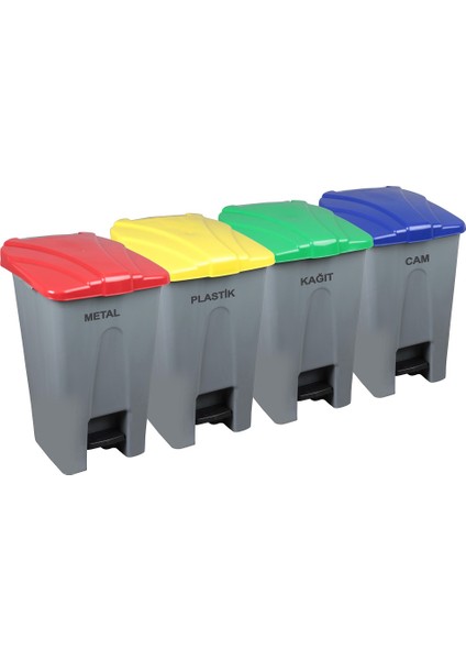 Pedallı Kağıt Plastik Cam Metal Ayrıştırma Kovası - Ayrıştırma Konteyneri - Tekerlekli