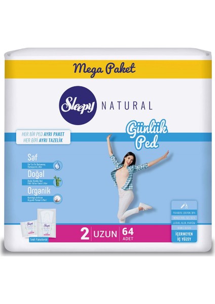 Natural Günlük Ped Uzun 64 Adet