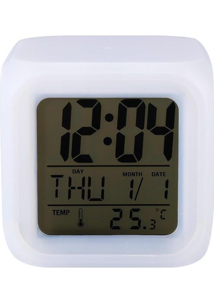 Çalar Masa Renk Değiştiren Küp Saat Alarm Clock Takvim