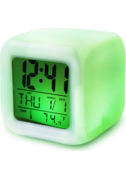 Çalar Masa Renk Değiştiren Küp Saat Alarm Clock Takvim fırsatları