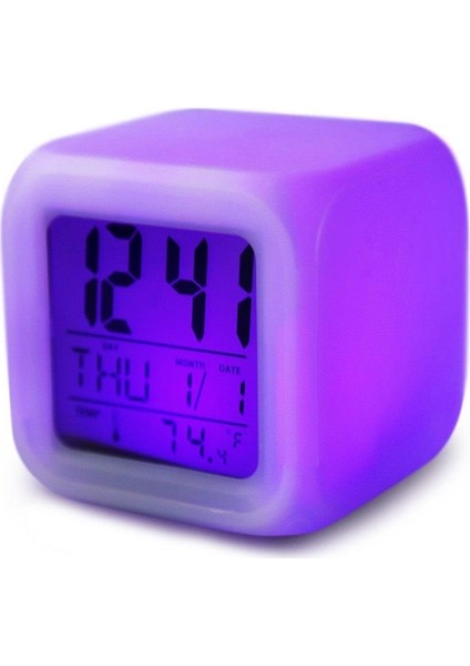 Çalar Masa Renk Değiştiren Küp Saat Alarm Clock Takvim indirimleri
