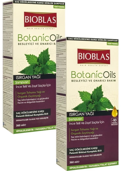 Botanic Oils Isırgan Yağlı Şampuanı 360 Mlx2