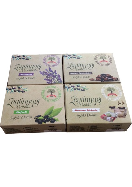 Karakılıç Zeytinyağı Sabunu El Yapımı Soğuk Döküm Sabun Kahve, Lavantalı, Hamam ve Defneli 120 gr x 4'lü