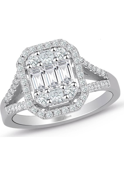 0.80 Ct Modern Tasarım Baget Pırlanta Yüzük
