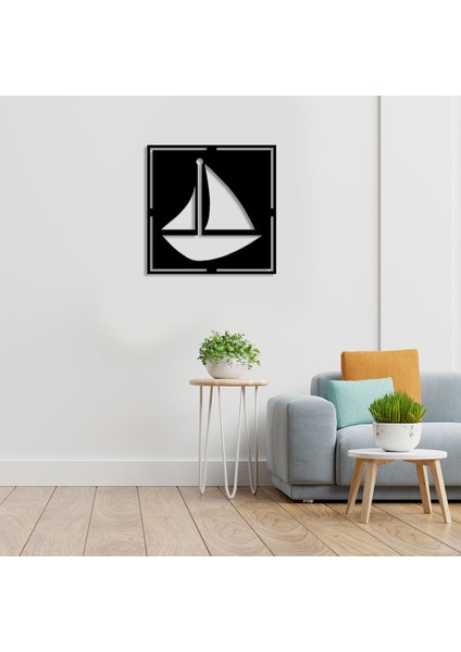 Geometrik Sağa Dönük Gemi Duvar Oda Ev Aksesuarı Ahşap Tablo 50 x 50 cm fiyatları