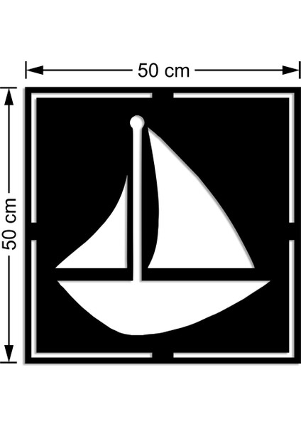 Geometrik Sağa Dönük Gemi Duvar Oda Ev Aksesuarı Ahşap Tablo 50 x 50 cm modelleri