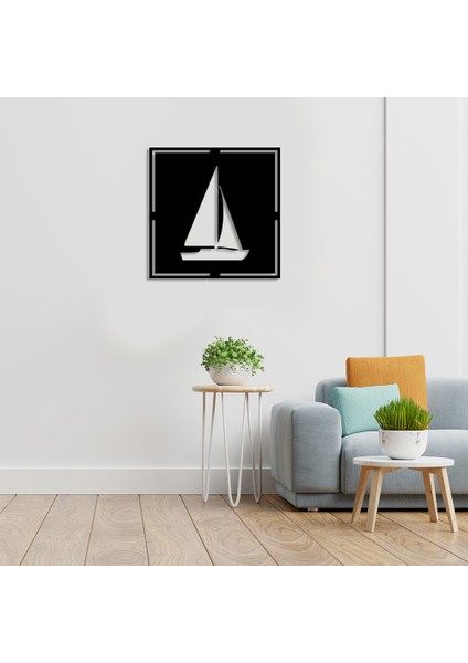 Geometrik Yelkenli Tekne Figürü Duvar Oda Ev Aksesuarı Ahşap Tablo 50 x 50 cm fiyatları