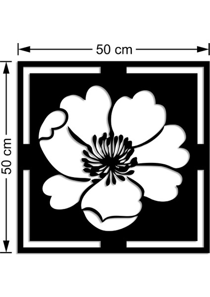 Açılmış Çiçek Geniş Yaprakları Duvar Oda Ev Aksesuarı Ahşap Tablo 50 x 50 cm