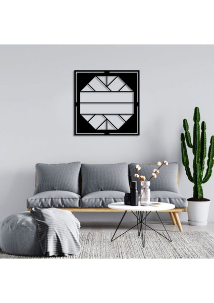 Geometrik Parçalı Olan Geometrik Form Duvar Oda Aksesuarı Ahşap Tablo 50 x 50 cm