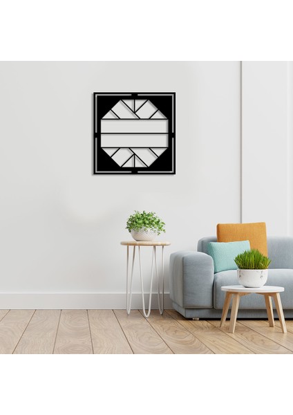 Geometrik Parçalı Olan Geometrik Form Duvar Oda Aksesuarı Ahşap Tablo 50 x 50 cm