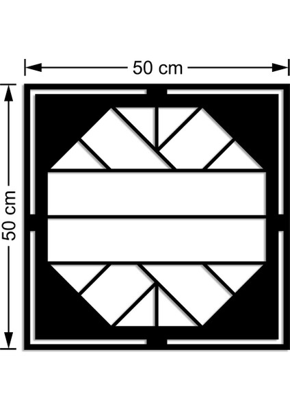 Geometrik Parçalı Olan Geometrik Form Duvar Oda Aksesuarı Ahşap Tablo 50 x 50 cm