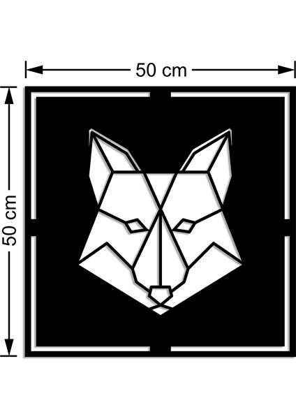 New Jargon Geometrik Parçalı Tilki Kafası Duvar Oda Ev Aksesuarı Ahşap Tablo 50 x 50 cm