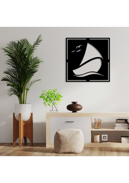 Geometrik Denizde Süzülen Sandal Duvar Oda Ev Aksesuarı Ahşap Tablo 50 x 50 cm fiyatları