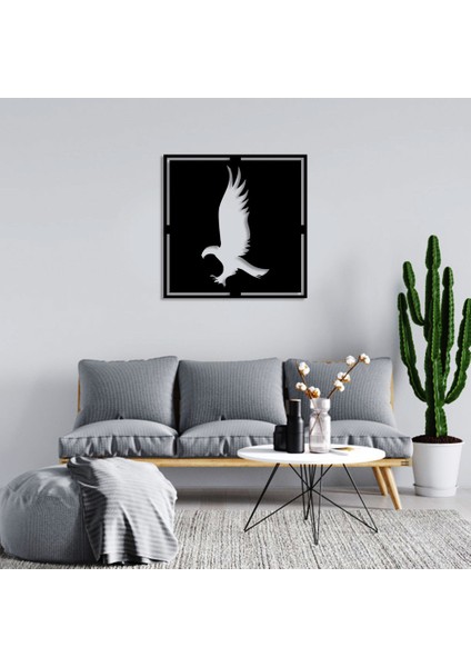 Geometrik Vahşi Doğa Kartal Duvar Oda Ev Aksesuarı Ahşap Tablo 50 x 50 cm