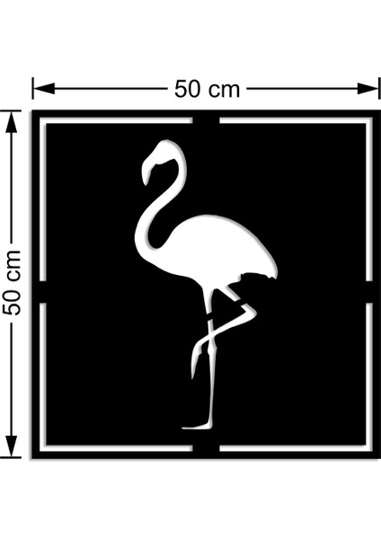 Geometrik Sola Dönük Flamingo Duvar Oda Ev Aksesuarı Ahşap Tablo 50 x 50 cm