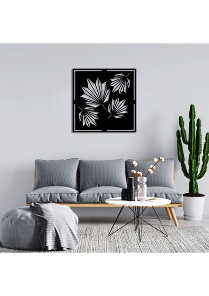 Geometrik Üçgen Desenli Çınar Yaprağı Duvar Aksesuarı Ahşap Tablo 50 x 50 cm
