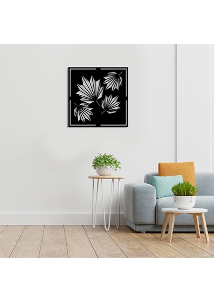 Geometrik Üçgen Desenli Çınar Yaprağı Duvar Aksesuarı Ahşap Tablo 50 x 50 cm
