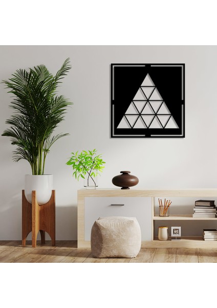 Geometrik Iç Içe Üçgen Parçalı Detaylı Duvar Ev Aksesuarı Ahşap Tablo 50 x 50 cm fiyatları