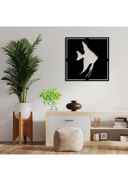 Geometrik Doğru Yüzen Melek Balığı Duvar Ev Aksesuarı Ahşap Tablo 50 x 50 cm fiyatları