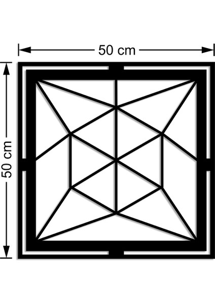 Geometrik Üçgen Parça Detaylı Kare Form Duvar Ev Aksesuar Ahşap Tablo 50 x 50 cm