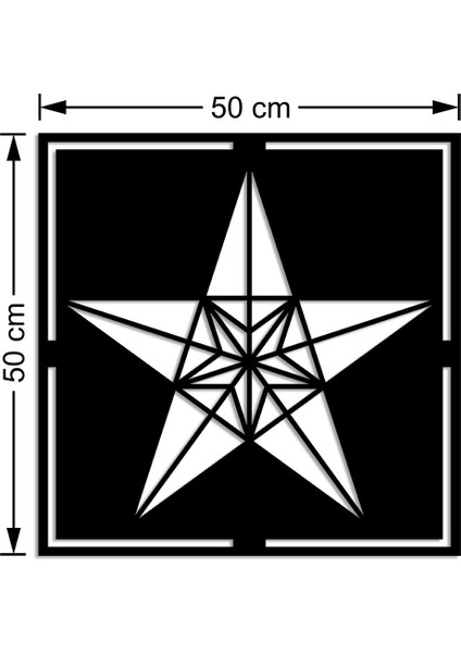 Geometrik Üçgenlerden Oluşmuş Yıldız Duvar Ev Aksesuarı Ahşap Tablo 50 x 50 cm modelleri