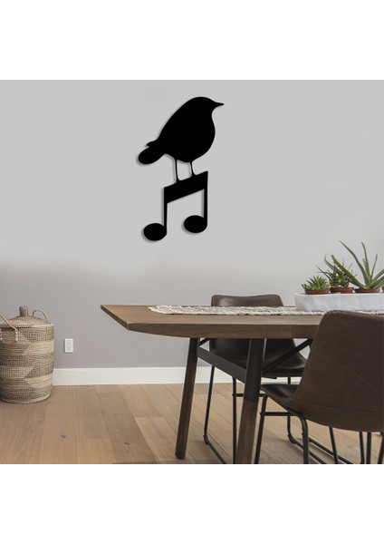 Müzik Işareti ve Kuş Duvar Oda Ev Aksesuarı Ahşap Tablo 29 x 50 cm