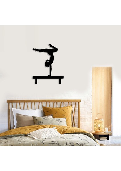 Jimnastik Yapan Kız Spor Duvar Oda Ev Aksesuarı Ahşap Tablo 39 x 50 cm