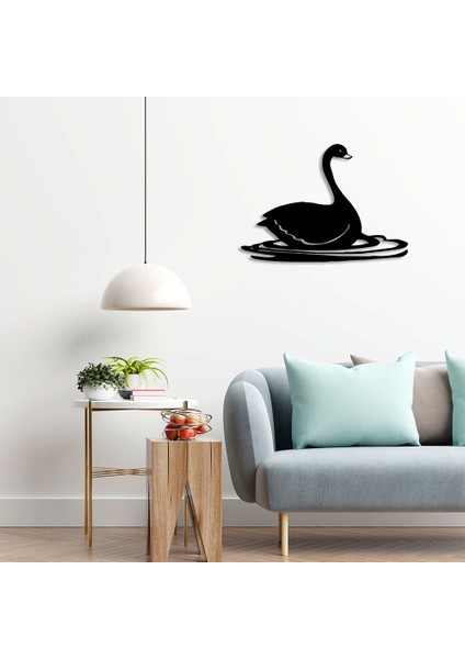 Suyun Üzerinde Bekleyen Kuğu Duvar Oda Ev Aksesuarı Ahşap Tablo 50 x 35 cm